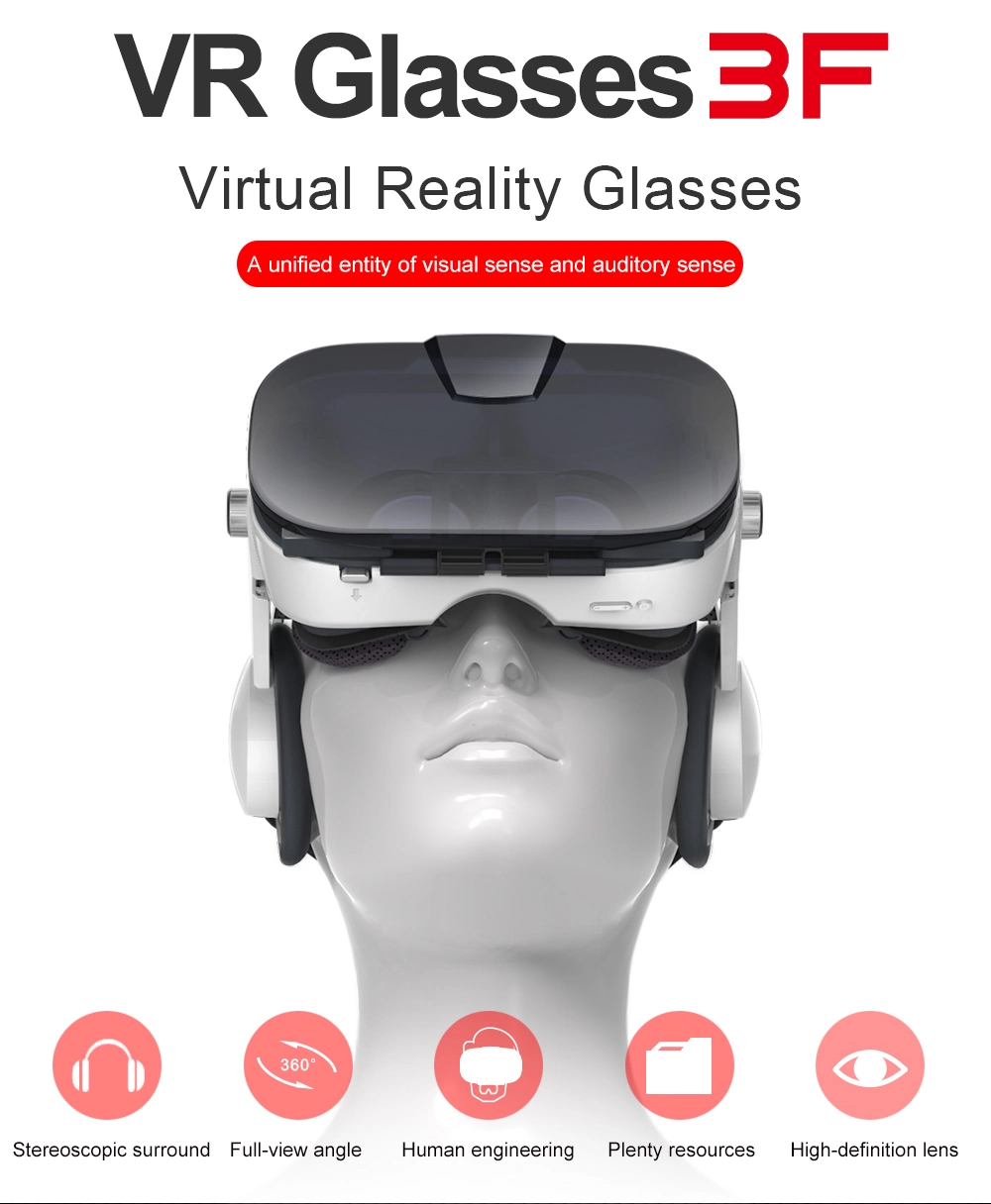 New Fiit Vr 3f Stereo Video 3D Glasses Vr Headset Virtual Reality Smartphone Google Cardboard Helmet Vr for 4-6.4 Inch Phones